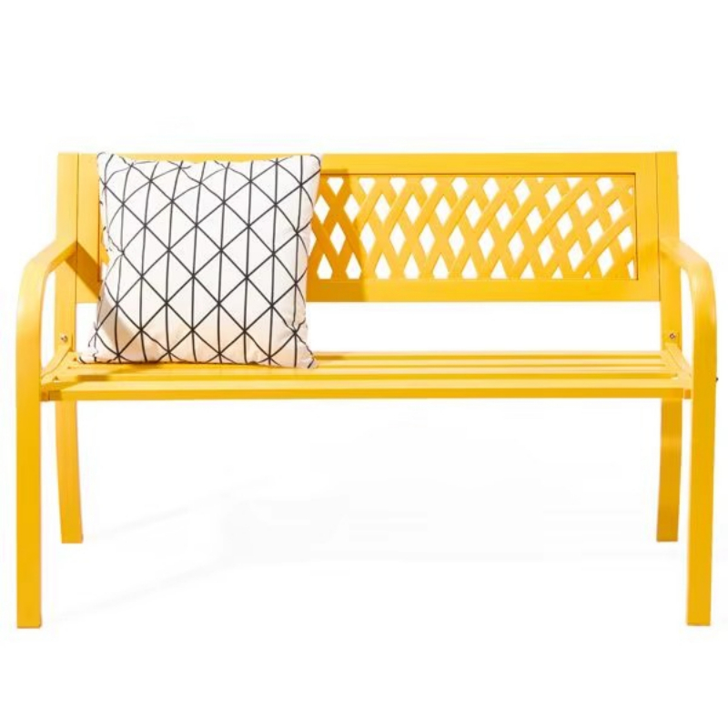 Outdoor Furniture Yellow - 47-Inch yellow PVC mesh back wrought