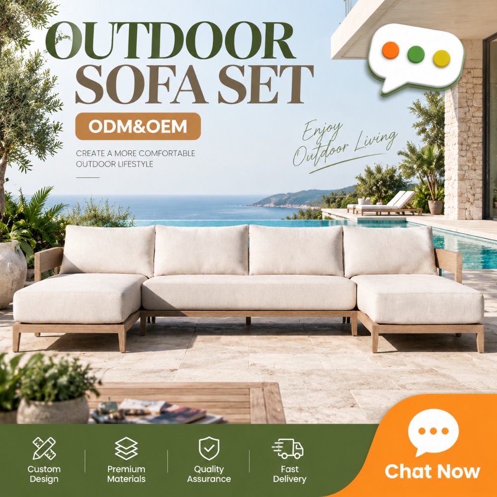 Outdoor Furniture Teak Wood - High‑End Custom Teak Garden Sofa Set,