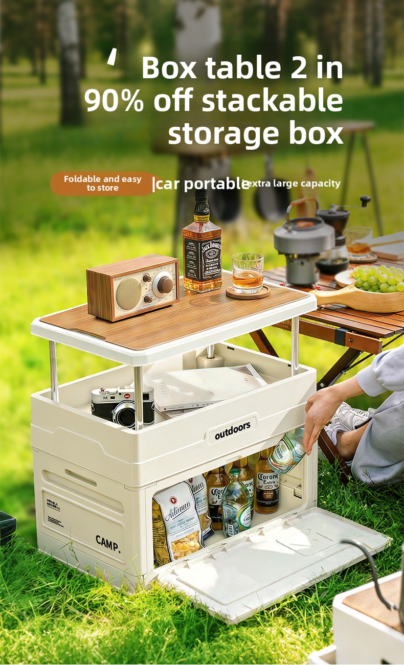 Outdoor Furniture Australia - Camping Folding Storage Box Wood Lid