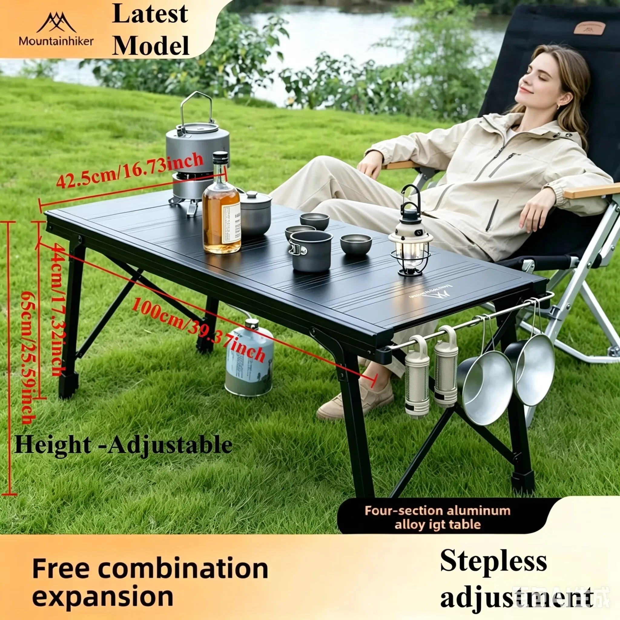 Outdoor Furniture Japanese Style - Upgraded Folding IGT Camping Lift Table,