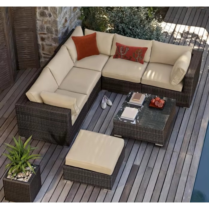 6 Seater Small Garden Sectiona - Outdoor Furniture Teak ulasan dan harga