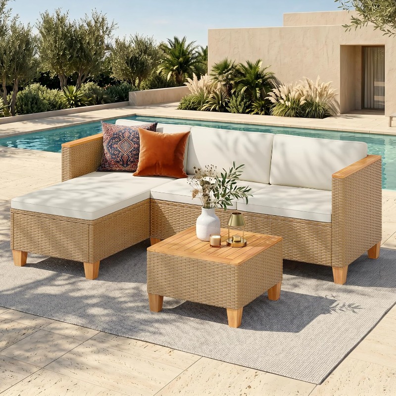 Small Patio Furniture Set,3 Pi - Outdoor Furniture Yellow ulasan dan harga