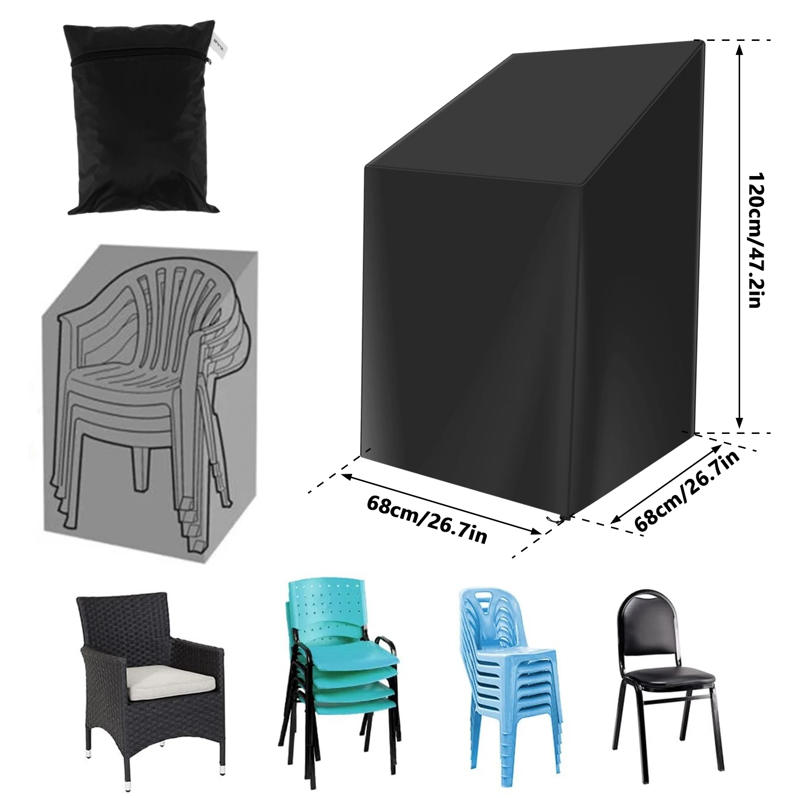 Stacked Chair Dust Cover with  - Outdoor Furniture Fabric ulasan dan harga