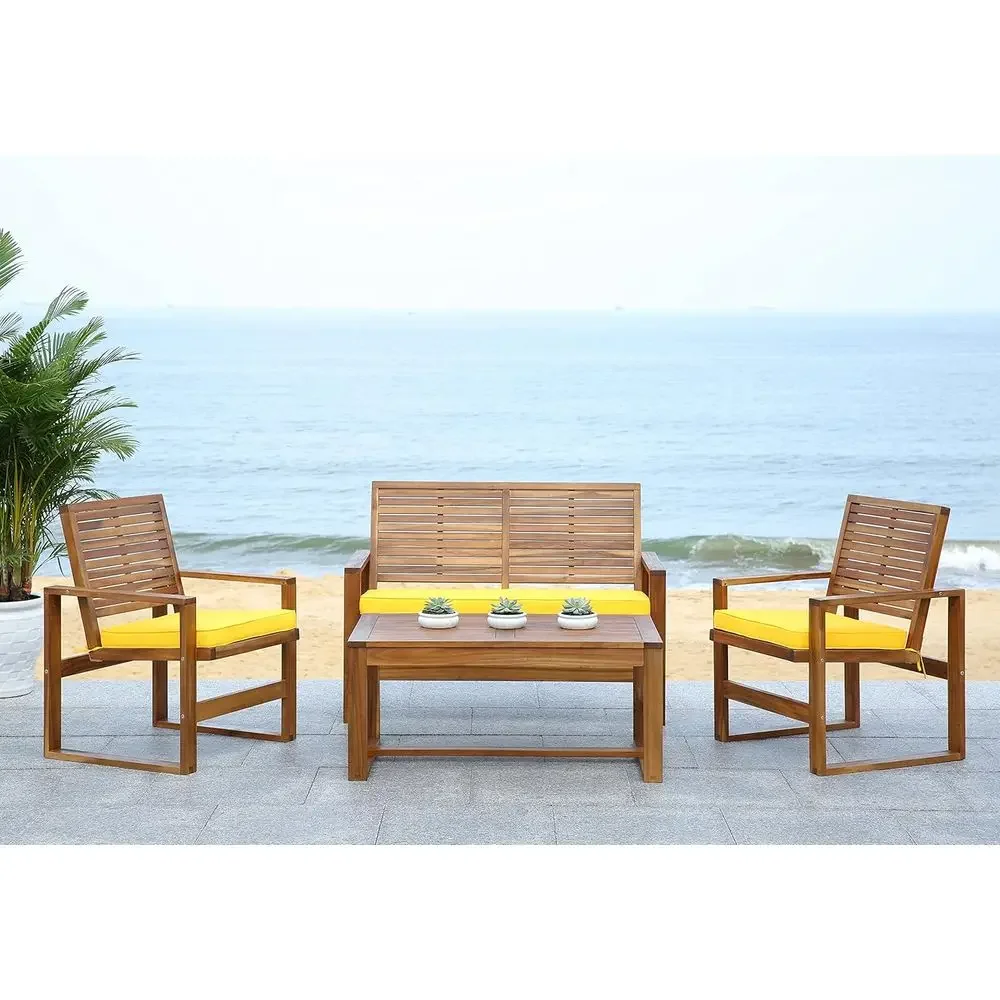 4-Piece Acacia Outdoor Patio F - Outdoor Furniture Yellow ulasan dan harga