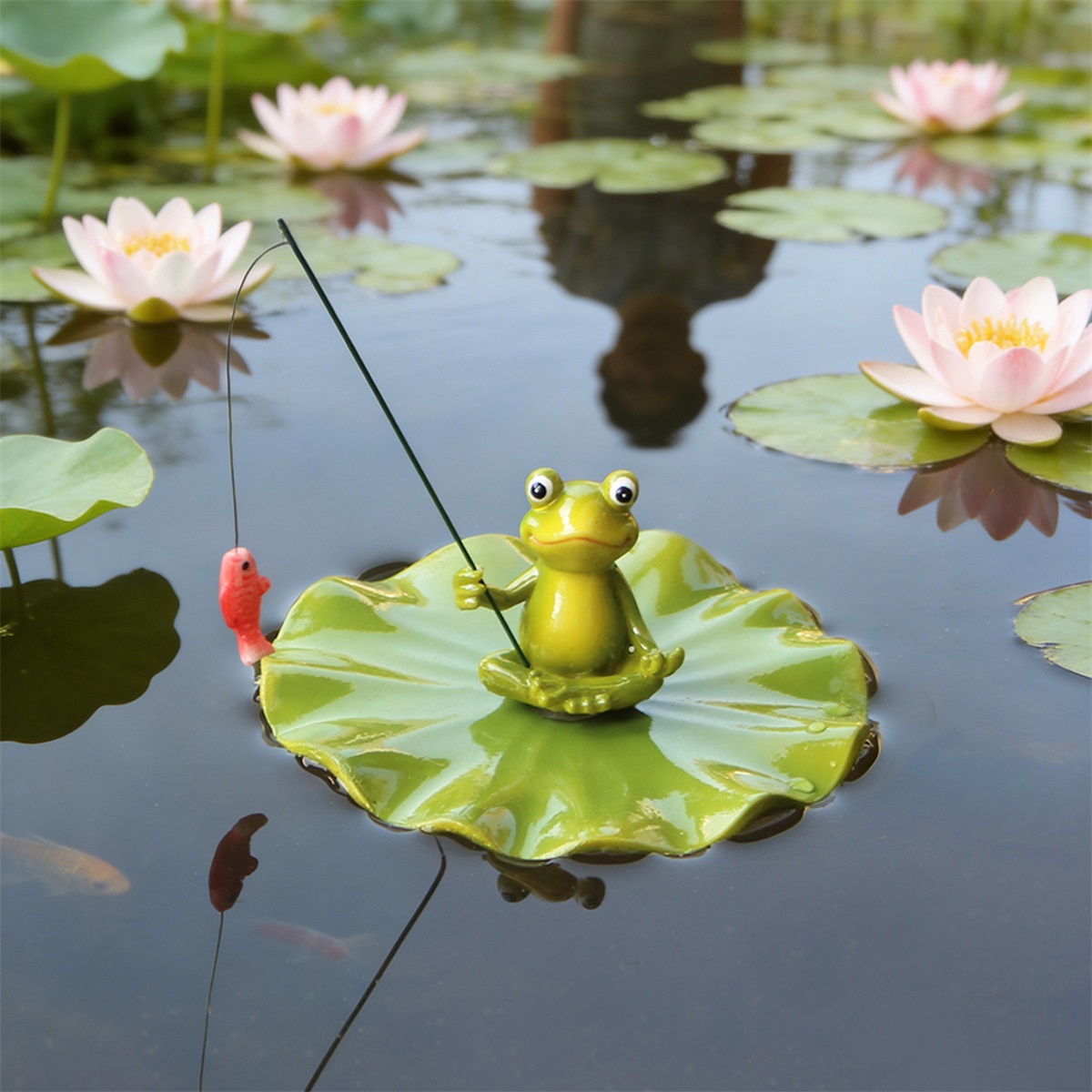 Floating Lotus Leaf Frog Statu - Outdoor Furniture Resin ulasan dan harga