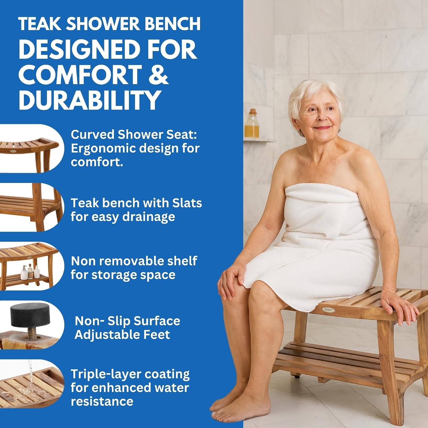 Teak Shower Bench Spa Bath Sho - Outdoor Furniture Teak Wood ulasan dan harga