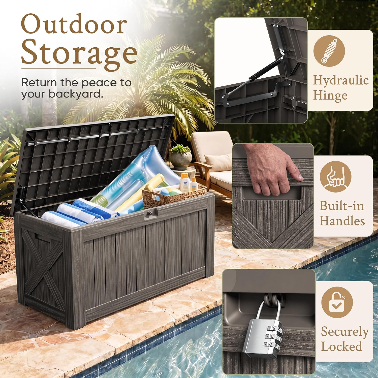 120 Gallon Large Deck Box Outd - Outdoor Furniture Resin ulasan dan harga