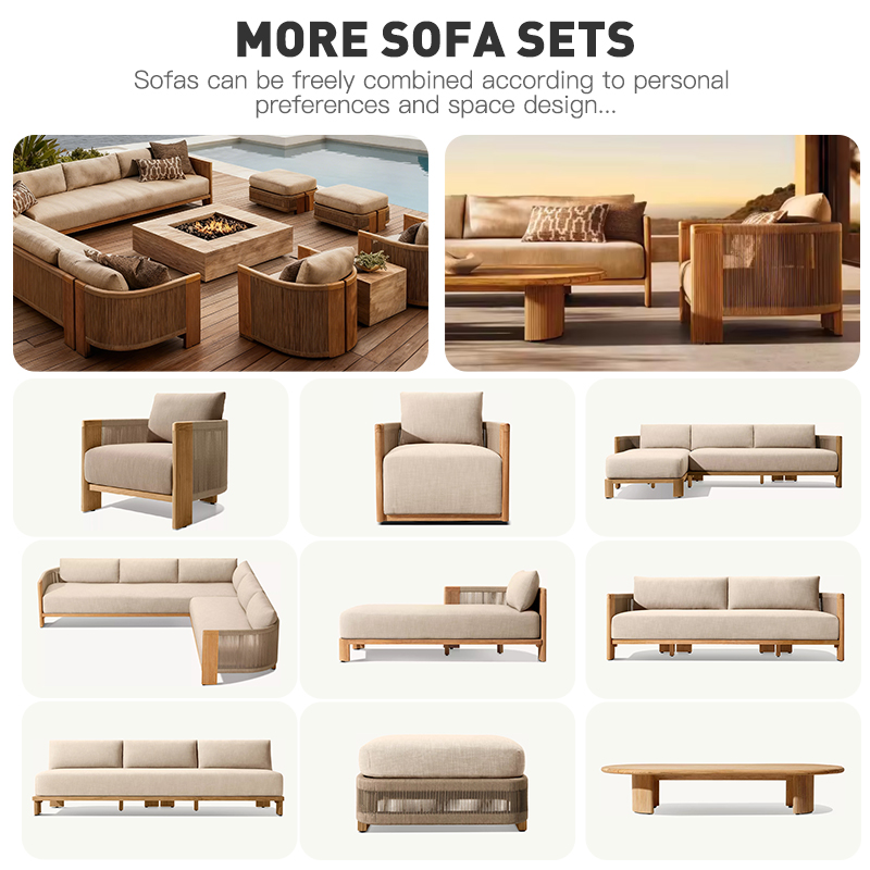 Teak Rope Sectional Sofa Set F - Outdoor Furniture Teak Wood ulasan dan harga